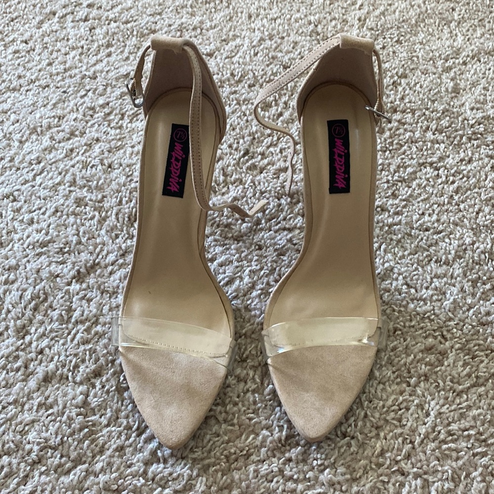 WildDiva clear strap stiletto heels